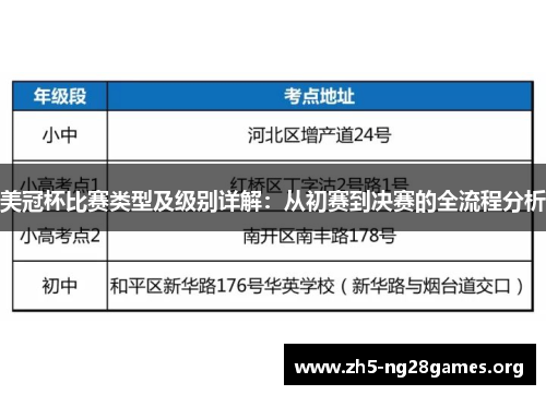 美冠杯比赛类型及级别详解：从初赛到决赛的全流程分析